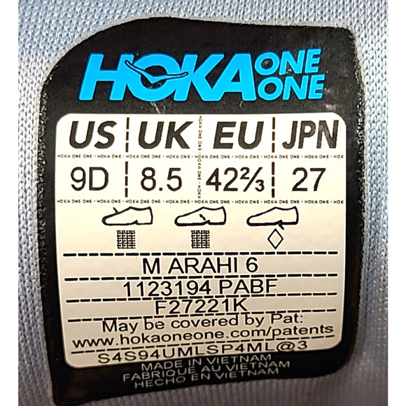 Hoka One One Arahi 6 Mens Size 9 D Plein Air Blue Fog Running Shoes 1123194 PABF main image 5